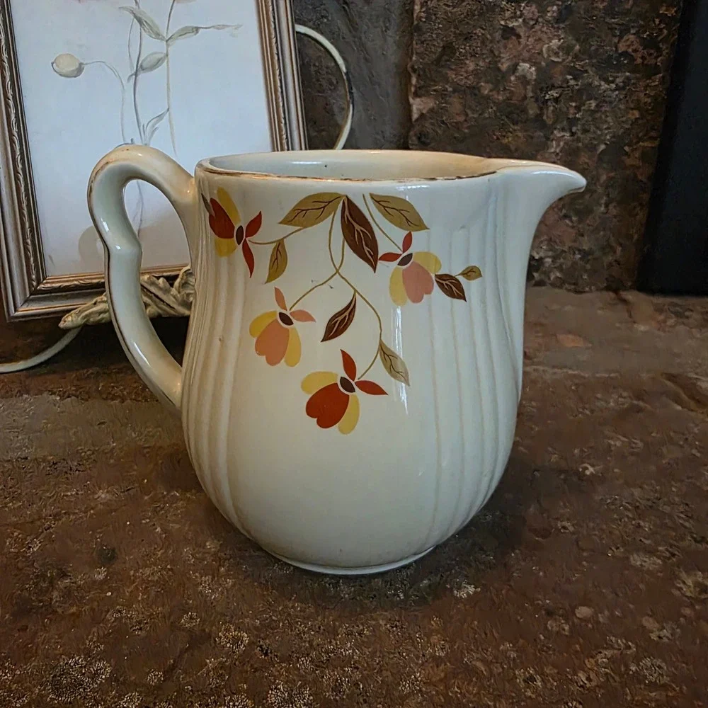 Vintage Halls Superior Autumn Leaf Pitcher Mary Dunbar Jewel Tea Ceramic Jug 6.5